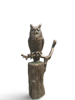 Horned Owl Statue Bronze Aluminum Cast Life Size Art