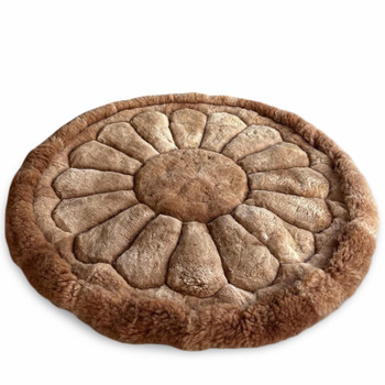 Alpaca Fur Rug Round Flower 60" Natural Color - Design 63
