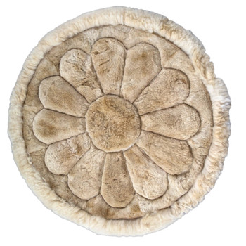 Alpaca Fur Rug Round Flower 60" Natural Color - Design 63