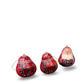 Red Santa - Gourd Ornament,  Ornaments, Santa ornaments, Gourds Carvings