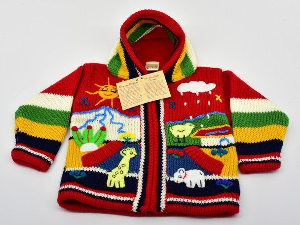 Children's Full Zip Applique Sweater Hoodie Jacket 5 Sizes Cotton Peru ...