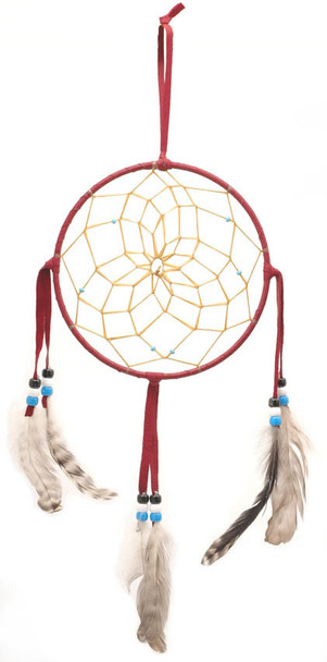 Dream Catcher 5" Multicolored Assortment of Handcrafted Leather with Feather Ornaments