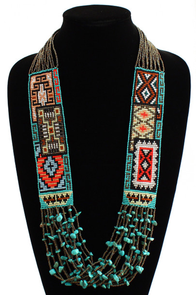 Six Navajo Rug Story Necklace - #201 Bronze, Magnetic Clasp