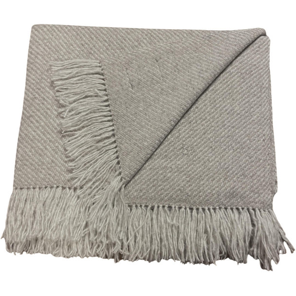 Classic Baby Alpaca Throw Double Weave Super Light and Soft Blanket Natural Grey