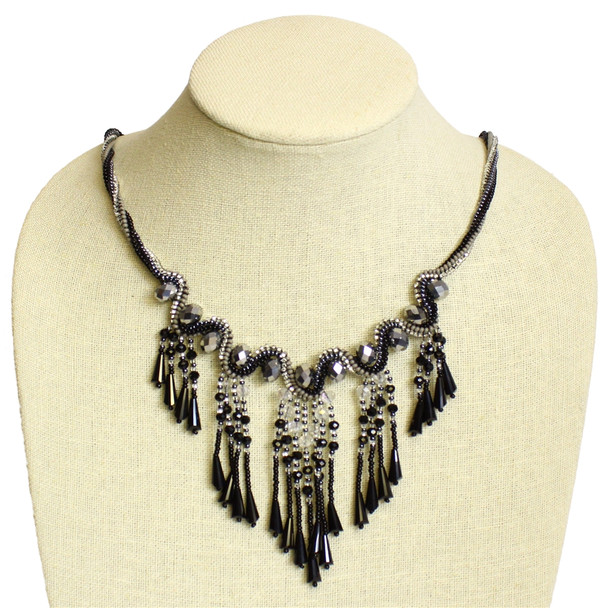 Stunning Classic Fashion Forward Crystal Beaded Necklace Featuring Finely Detailed Strands