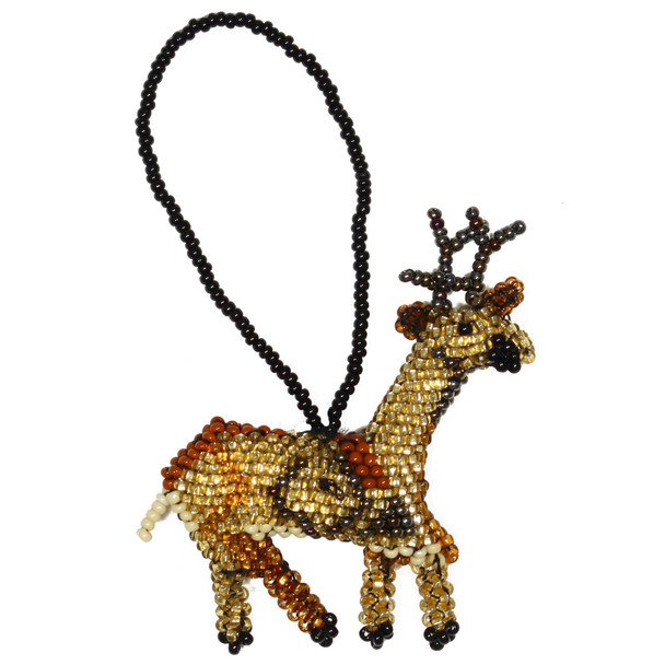 Christmas Reindeer Glass Beads Guatemala Hand Made