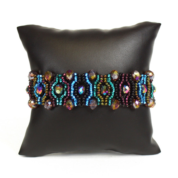 Crystal Eye Bracelet Desert Sunset Colors Czech Beads Guatemala Fair Trade 7.5" 