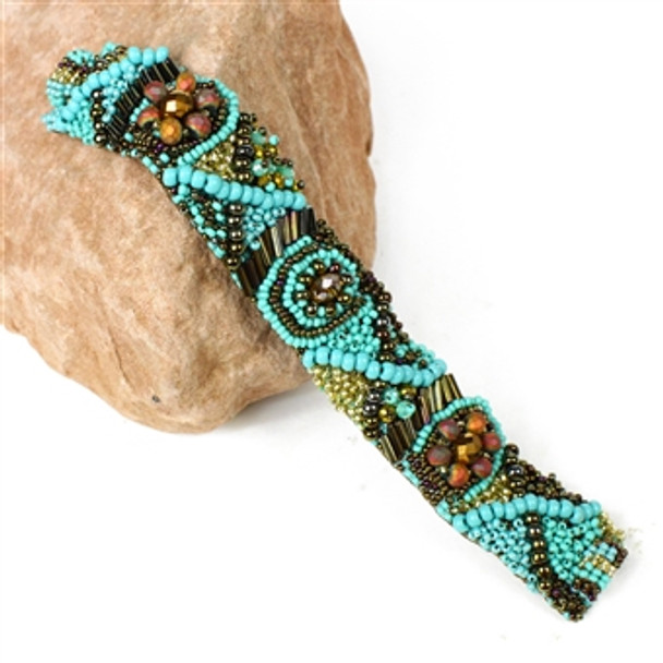 Turquoise and Bronze XO Bracelet Double Magnetic Clasp Beaded 