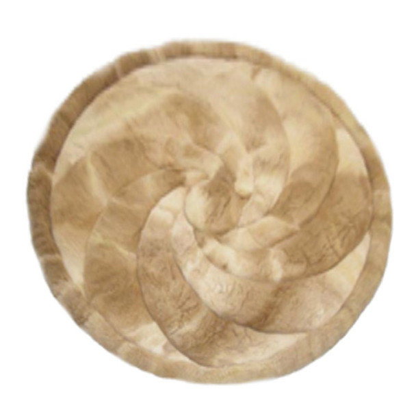 Alpaca Tan Fur Rug Round Swirl Tan 48" Diameter Medium 1/2 Size Accent Floor Rug- Design 02