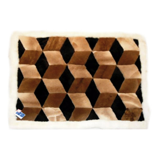 Alpaca Fur Rug Chestnut Cubes Rectangular 22" x 32" - Design 05