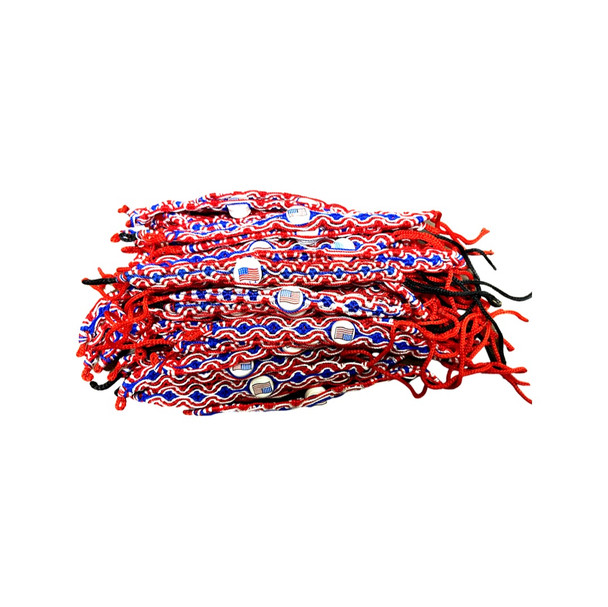 USA Flag Red Blue and White Friendship Bracelet Pack of 50 Wholesale Bundle