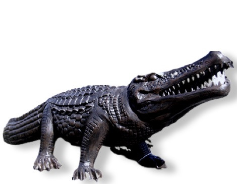 Alligator Bronze Color Recycled Cast Aluminum Artist Made Garden