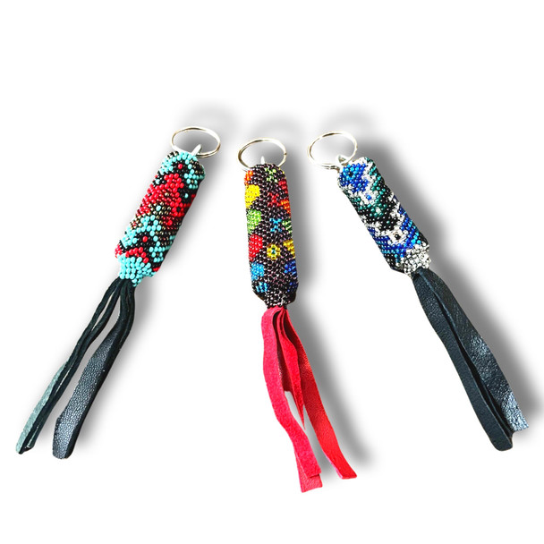 Tassel Assorted Colors Glass Beads Keychain Handmade Guatemala Glass Beads