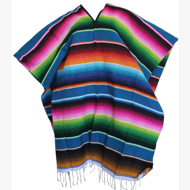 Poncho Sarape Multicolored Striped Adult 40" x 50" One Size