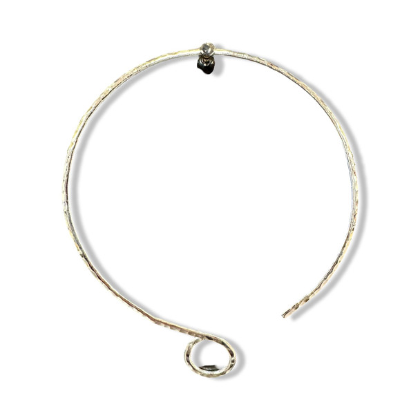 Alpaca Silver Necklace Choker Band Hook Omega Hammered Adjustable
