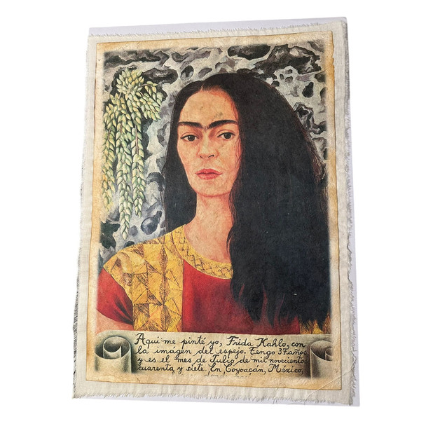 Frida Portrait with Loose Hair Amate Paper Silk Screen 10" x 13" - 1947