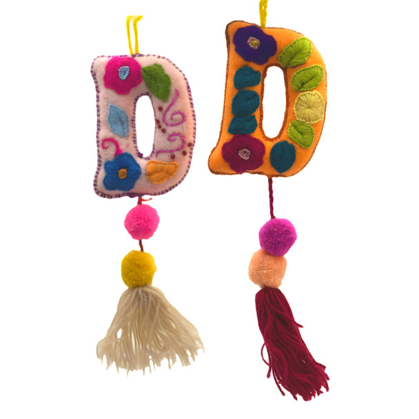 D Alphabet Wool Felt Embroidered Letters with Tassels