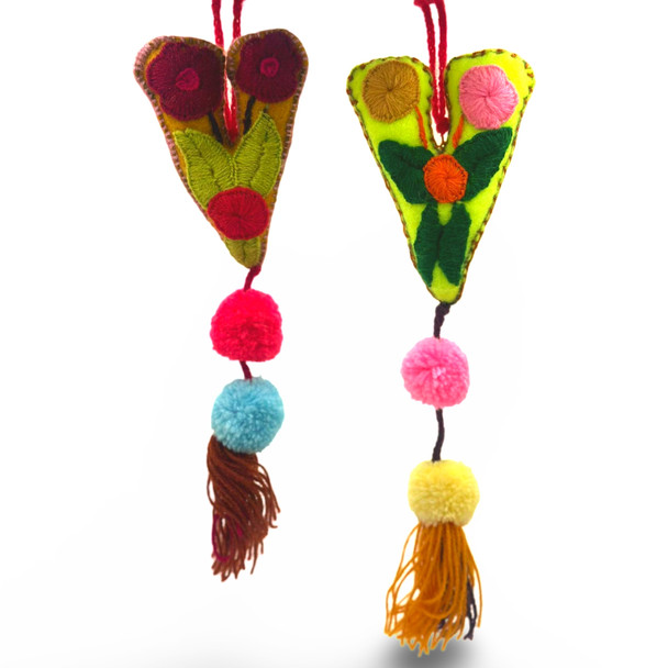 V Alphabet Wool Felt Embroidered Letters with Tassels