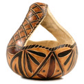 Gourd Basket Shape Hand Carving 5" Geometrical Designs