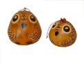 Pair of Boy and Girl Owl Hand Carved Set Ornaments 3.5"