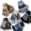 Alpaca Blend Children Fingerless Gloves with Llama Designs