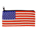 Zippered Coin Purse US Flag Stars and Stripes Red, White and Blue Hand Beaded