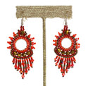 Sol Rainbow Earrings Crystal and Glass Seed Beads Red Garnet