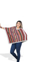 Silver Gray Multicolor Vertical Stripes Poncho Alpaca Knit