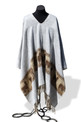 Reversible Brushed with Llamas Poncho Natural 100% Alpaca Adult One Size