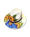 Artisan Painted Palm Hat Fedora Colorful Floral Traditional Mexican Head Gear