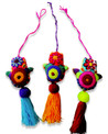 Evil Eye Pompom Ornament Felt Hamsa Hand Bag Charm Mexico Tassel Purse Charm Embroidered 