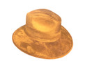 Vintage Caramel Suede Fedora Hat L