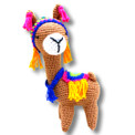 Alpaca Yarn Crochet Llama Doll Dressed 5.5" Hand Made in Peru