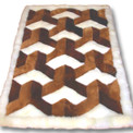 Y Geometric Pattern Fur Alpaca Rug Natural Shades 48" x 64"