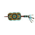 Three Rosette Beaded Barrette with Stick Glass Beads