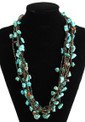 Turquoise and Bronze Strand Magnetic Clasp Glass Beads 24" Long Necklace Hand Made