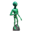 Space Alien Life Size Aluminum Sculpture Holds a Bottle or Can 63" Tall Green Man 