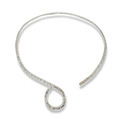 Alpaca Silver Necklace Choker Band Hook Omega Hammered Adjustable