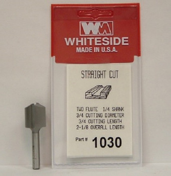 WHITESIDE 1030 STRAIGHT BIT 3/4-CD 3/4-CL 1/4-SHANK 2-1/8OAL 2-FLUTE