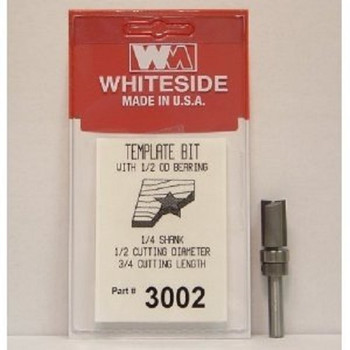 WHITESIDE MACHINE 3002 TEMPLATE BIT W/BALL BEARING GUIDE 1/2CD 3/4CL 1/4SHANK