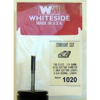 Whiteside 1020 Carbide Tipped Straight Bit 5/16"CD 1"CL 1/4"shk