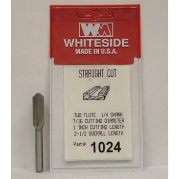 STRAIGHT BIT 7/16-CD -1-CL 1/4-SHANK 2-1/2OAL 2-FLUTE WHITESIDE MACHINE 1024