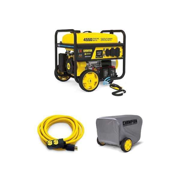 Champion Power Equipment 4550/3650-Watt Generator with CO Shield, Cover and 25 ft. Generator Cord Combo