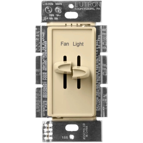 Skylark Dual Dimmer Switch And 3-Speed Fan Control, 300W Incandescent/Halogen And 1.5A Fan, No Neutral Required, Ivory