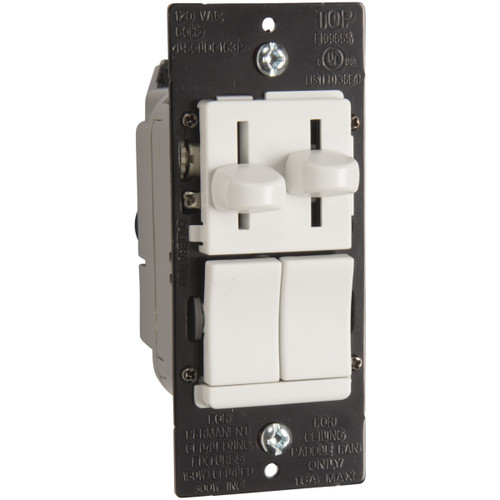 (Legrand) LSCLDC163PW LS TradeMaster Series Fan Speed Control, Thermoplastic, 1.6A, 120V Ac, 450W, White, 4.19 H X 2.5 W X 1.28 D In.