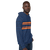 NUblockStripe Unisex Hoodie with Tech:8v & Tech:3v Patterns — in Navy & Orange