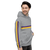 Purple & gold stripes on classic gray hoodie  — updated with abstract base pattern (side view)