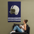 Long-lasting wall flag custom illustrated with an old school football helmet in white & navy blue (vertical orientation)