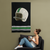 Long-lasting wall flag custom illustrated with an old school football helmet in white, black & green (vertical orientation)