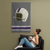 Long-lasting wall flag custom illustrated with an old school football helmet in white, purple and black on grey